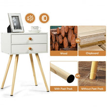 Load image into Gallery viewer, Mid Century Modern 2 Drawers Nightstand in Natural-White
