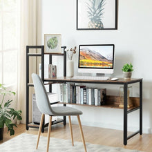 Load image into Gallery viewer, 59&quot; Computer Desk Home Office Workstation 4-Tier Storage Shelves-Oak
