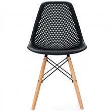 Load image into Gallery viewer, 4 Pcs Modern Plastic Hollow Chair Set with Wood Leg-Black

