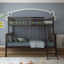 Load image into Gallery viewer, Twin over Full Bunk Bed Rubber Wood Convertible with Ladder Guardrail-Espresso
