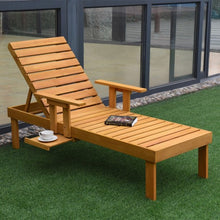 Load image into Gallery viewer, Patio Side Deck Wood Chaise Sun Lounger
