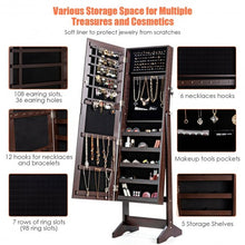 Load image into Gallery viewer, Jewelry Cabinet Stand Mirror Armoire with Large Storage Box-Brown
