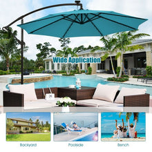 Load image into Gallery viewer, 10 Ft Solar LED Offset Umbrella with 40 Lights and Cross Base for Patio-Turquoise
