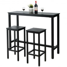Load image into Gallery viewer, 3 Pieces Bar Table Counter Breakfast Bar Dining Table with Stools-Black
