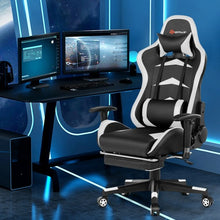 Load image into Gallery viewer, Massage Gaming Chair with Footrest-White

