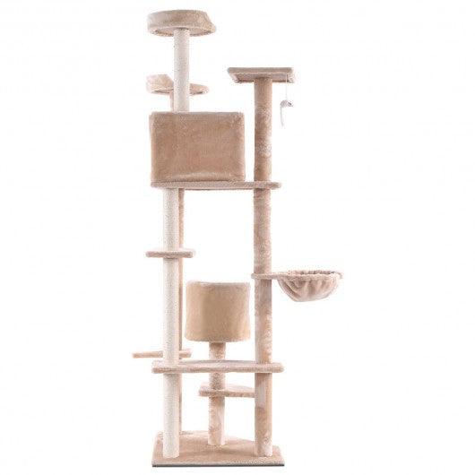Cat Tree Condo Furniture Scratch Post Pet House Beige/Navy/Beige Paws-beige