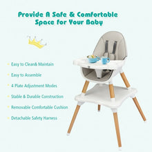 Load image into Gallery viewer, 4-in-1 Baby Wooden Convertible High Chair -Gray
