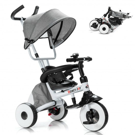 4-in-1 Kids Baby Stroller Tricycle Detachable Learning Toy Bike-Gray
