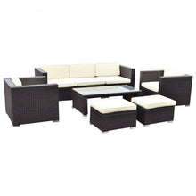 Load image into Gallery viewer, 8 pcs Outdoor Patio Rattan Wicker Cushioned Furniture Set
