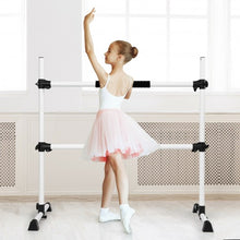 Load image into Gallery viewer, 4 ft Portable Ballet Freestanding Adjustable Double Dance Bar-Silver
