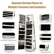 Load image into Gallery viewer, 360? Rotatable Armoire 2-in-1 Lockable Mirrored Jewelry Cabinet-White
