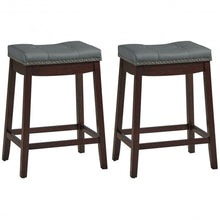 Load image into Gallery viewer, Set of 2 Nailhead Saddle Bar Stools-Coffee
