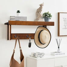 Load image into Gallery viewer, Entryway Hanging Wood Coat Rack with 3 Double Hooks-Brown
