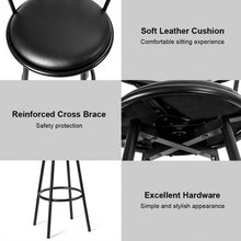 Load image into Gallery viewer, Set of 2 Swivel Seat Metal Frame Bar Stools with Footrest

