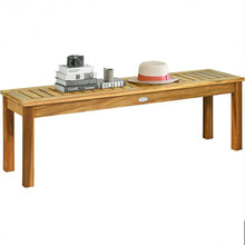 Load image into Gallery viewer, 52&quot; Outdoor Acacia Wood Dining Bench Chair
