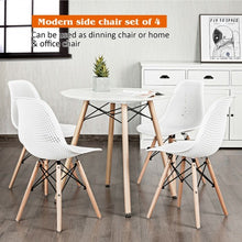 Load image into Gallery viewer, 4 Pcs Modern Plastic Hollow Chair Set with Wood Leg-White
