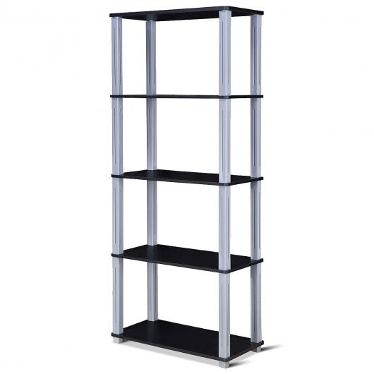 5-Tier Multi-Functional Storage Shelves Rack Display Bookcase-Black