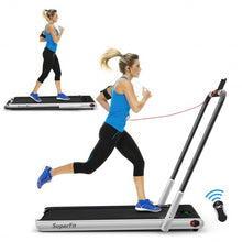 Load image into Gallery viewer, 2-in-1 Folding Treadmill with RC Bluetooth Speaker LED Display-Silver
