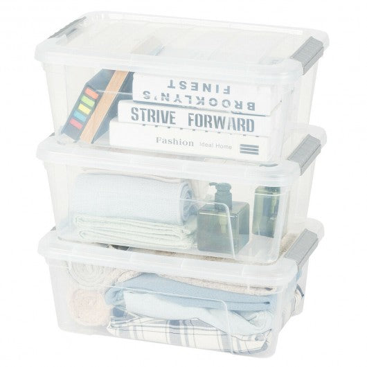4-Pack 13 Quart Plastic Storage Bin Box Stack Containers with Handles