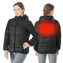 Load image into Gallery viewer, Hooded Electric USB Women�s Down Heated Jacket-Black-XL
