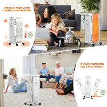 Load image into Gallery viewer, 1500 W Oil-Filled Heater Portable Radiator Space Heater w/Adjustable Thermostat
