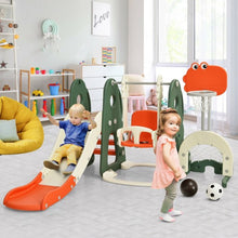 Load image into Gallery viewer, 6 in 1 Toddler Slide and Swing Set with Ball Games-Orange
