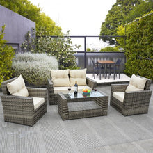 Load image into Gallery viewer, 4 pcs Patio Rattan Cushioned Sofa
