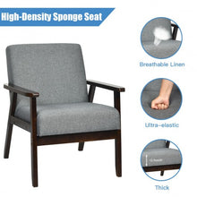 Load image into Gallery viewer, Solid Rubber Wood Fabric Accent Armchair-Gray
