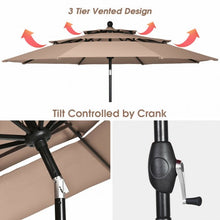 Load image into Gallery viewer, 10ft 3 Tier Patio Umbrella Aluminum Sunshade Shelter Double Vented-Beige
