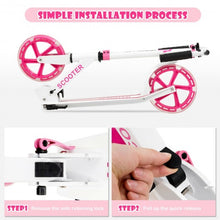 Load image into Gallery viewer, Portable Folding Sports Kick Scooter w/ LED Wheels-Pink
