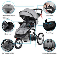 Load image into Gallery viewer, Handlebar Adjustable Portable Folding Stroller Baby Jogger-Gray
