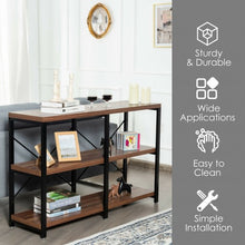 Load image into Gallery viewer, 3 Tier 47&quot; Console Metal Frame Sofa Table-Rustic Brown
