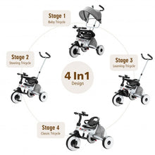 Load image into Gallery viewer, 4-in-1 Kids Baby Stroller Tricycle Detachable Learning Toy Bike-Gray

