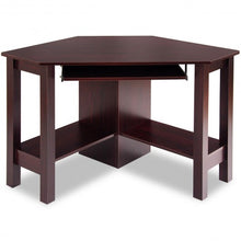 Load image into Gallery viewer, Wooden Study Computer Corner Desk with Drawer-Coffee
