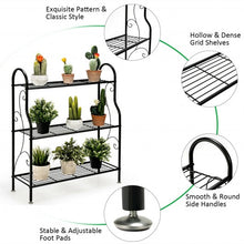 Load image into Gallery viewer, 3-Tier Scrollwork Designed Metal Plant Stand-Black
