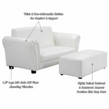 Load image into Gallery viewer, Soft Kids Double Sofa with Ottoman-White
