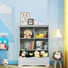 Load image into Gallery viewer, 3-Tier Children&#39;s Multi-Functional Bookcase Toy Storage Bin Floor Cabinet-Gray
