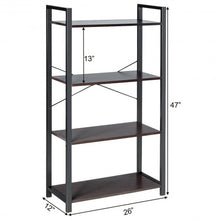 Load image into Gallery viewer, 4-Tier Rustic Bookshelf Industrial Bookcase Diaplay Shelf Storage Rack -Black
