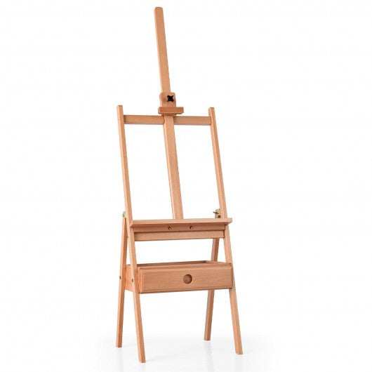 Adjustable  Floor Wooden Artist Easel H-Frame with Art Supply Storage Drawer