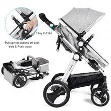 Load image into Gallery viewer, Folding Aluminum Baby Stroller Baby Jogger with Diaper Bag-Gray
