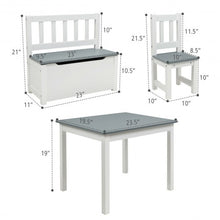 Load image into Gallery viewer, 4 PCS Kids Wood Table Chairs Set -Gray
