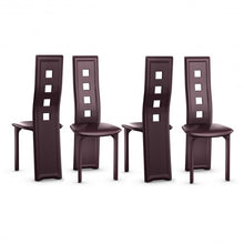 Load image into Gallery viewer, Set of 4 Steel Frame High Back Armless Dining Chairs
