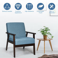 Load image into Gallery viewer, Solid Rubber Wood Fabric Accent Armchair-Blue
