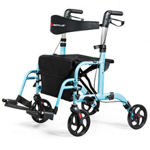 Load image into Gallery viewer, Aluminum Adjustable Folding Handle Medical Walker Rollator-Blue
