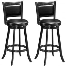 Load image into Gallery viewer, Set of 2 29" Swivel Bar Height Stool Wood Dining Chair Barstool-Black
