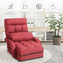Load image into Gallery viewer, Folding Floor Massage Chair Lazy Sofa with Armrests Pillow-Red
