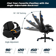 Load image into Gallery viewer, Reclining Swive Massage Gaming Chair-Blue
