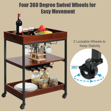 Load image into Gallery viewer, 3 Tier Trolley Cart Kitchen Island Serving Bar Cart

