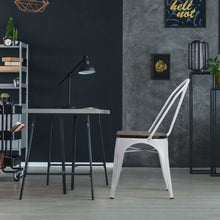Load image into Gallery viewer, 4 pcs Tolix Style Metal Dining Side Chair Stackable Wood Seat-White
