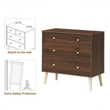Load image into Gallery viewer, 4-Drawer Dresser Cabinet Storage Organizer Rubber Leg with Rail-Walnut
